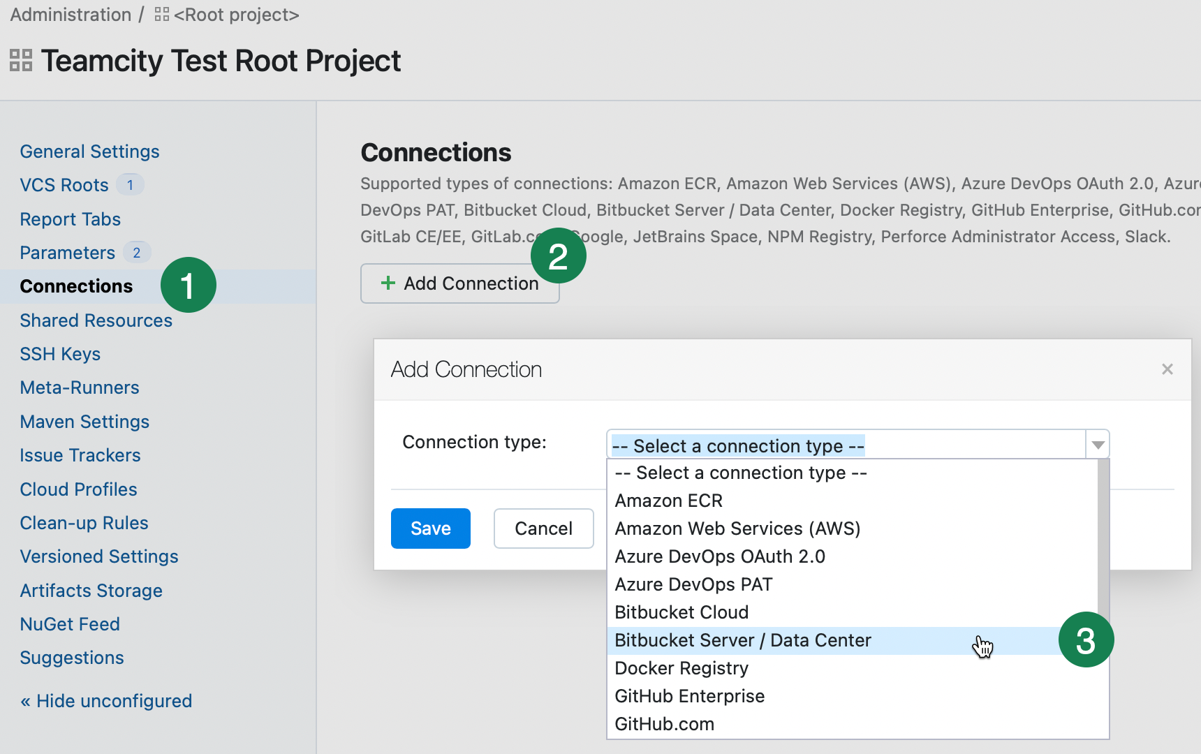 创建新的 TeamCity 连接