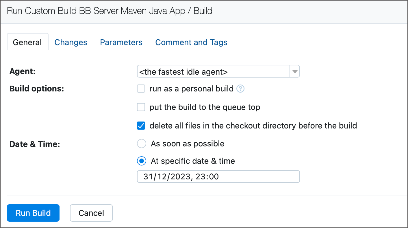 运行自定义构建对话框,通用设置选项卡 运行自定义构建对话框,通用设置选项卡
