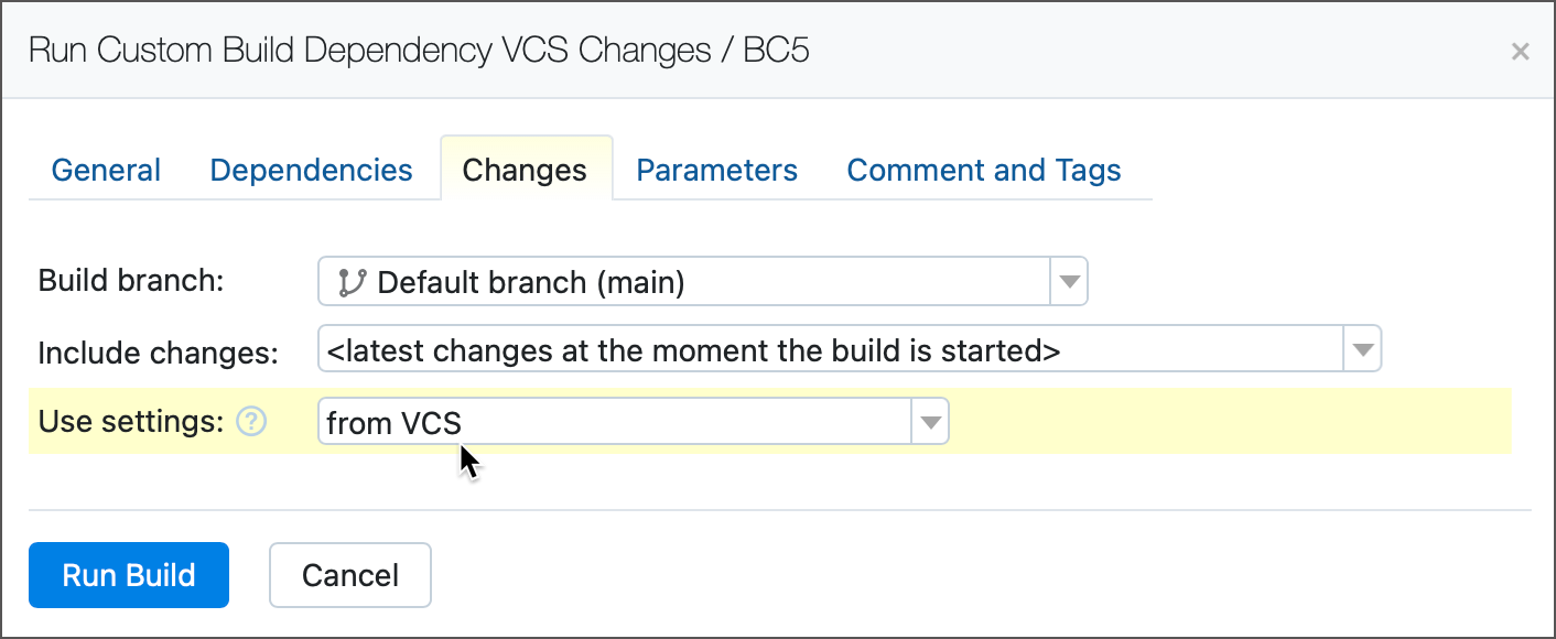自定义运行与 VCS 设置 自定义运行与 VCS 设置