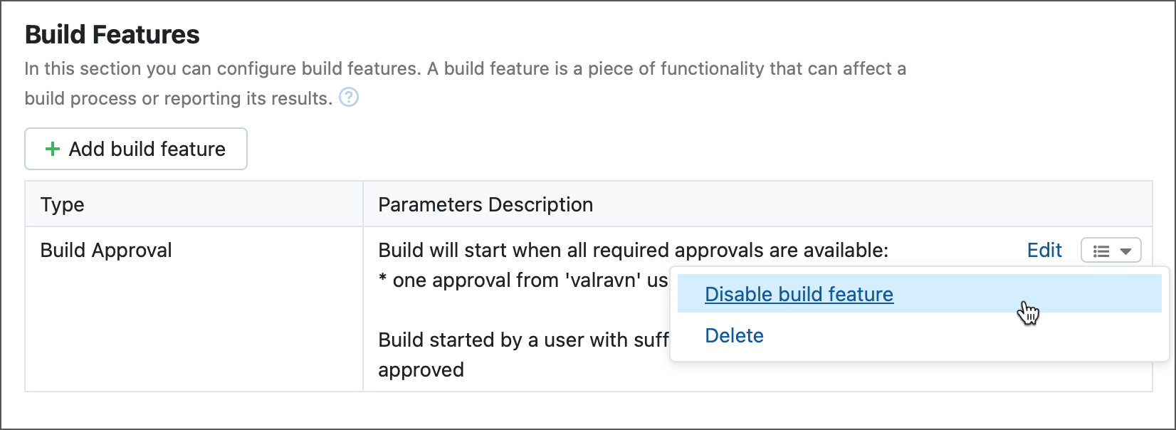 禁用或删除构建功能