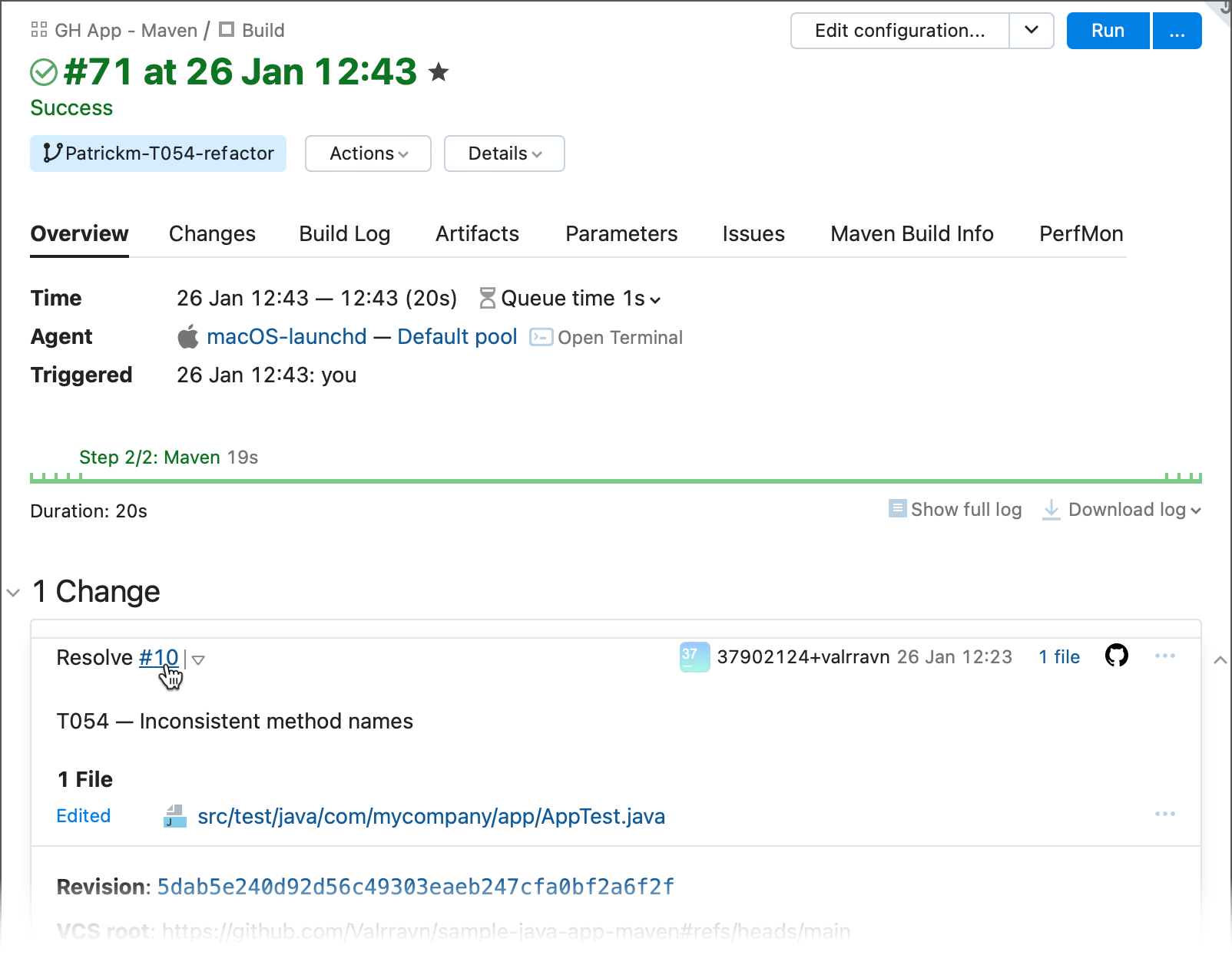在 TeamCity 用户界面中链接到 GitHub 问题