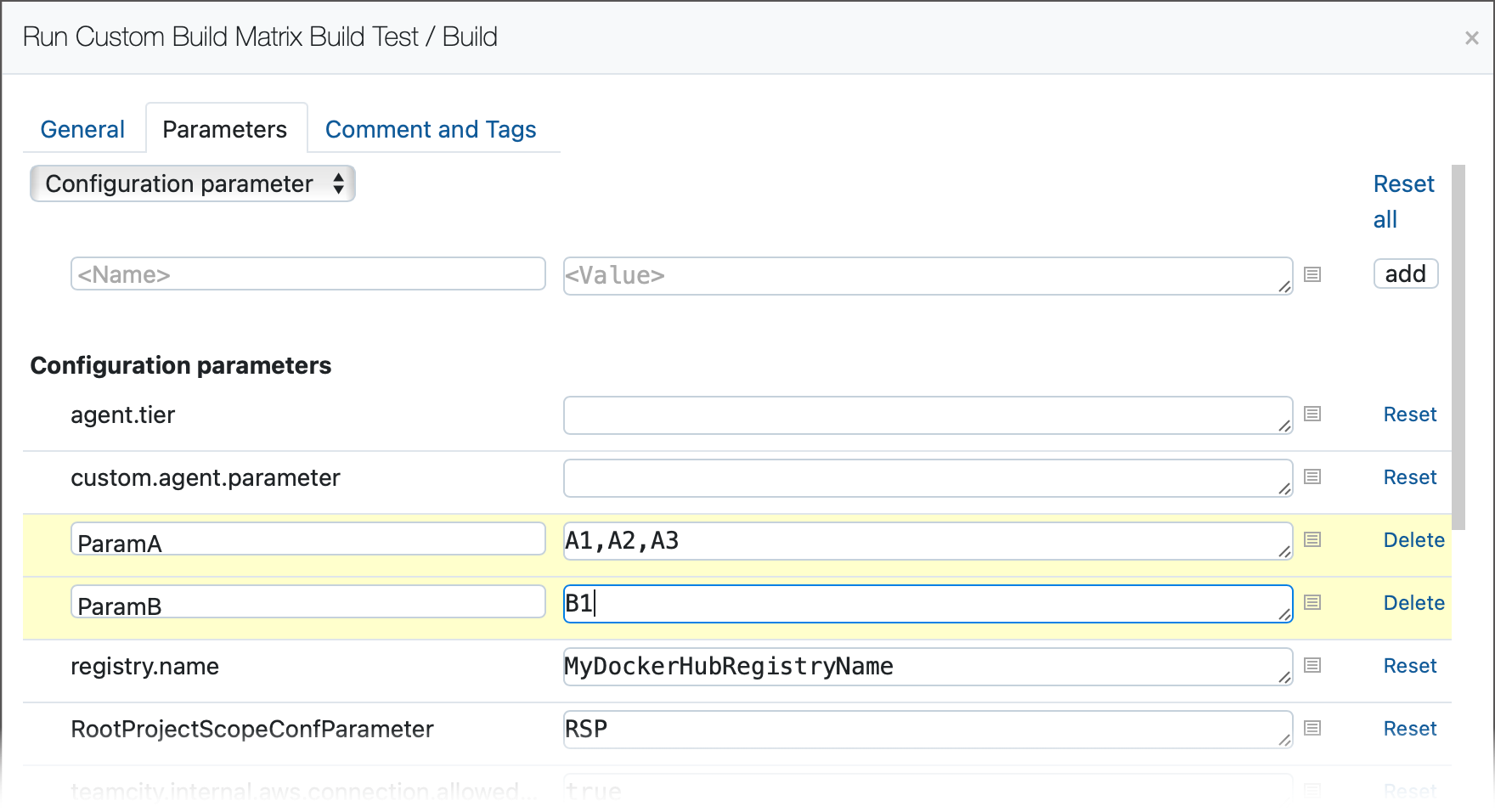 运行矩阵的一部分