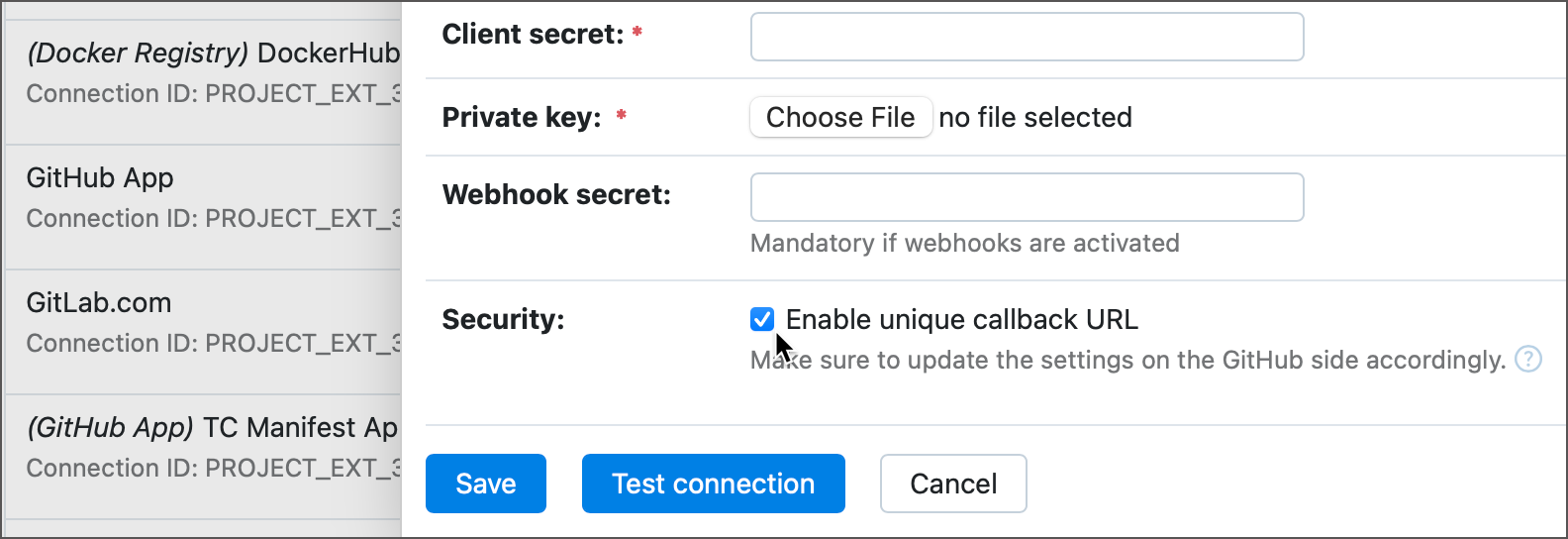 连接中的唯一 URL 连接中的唯一 URL