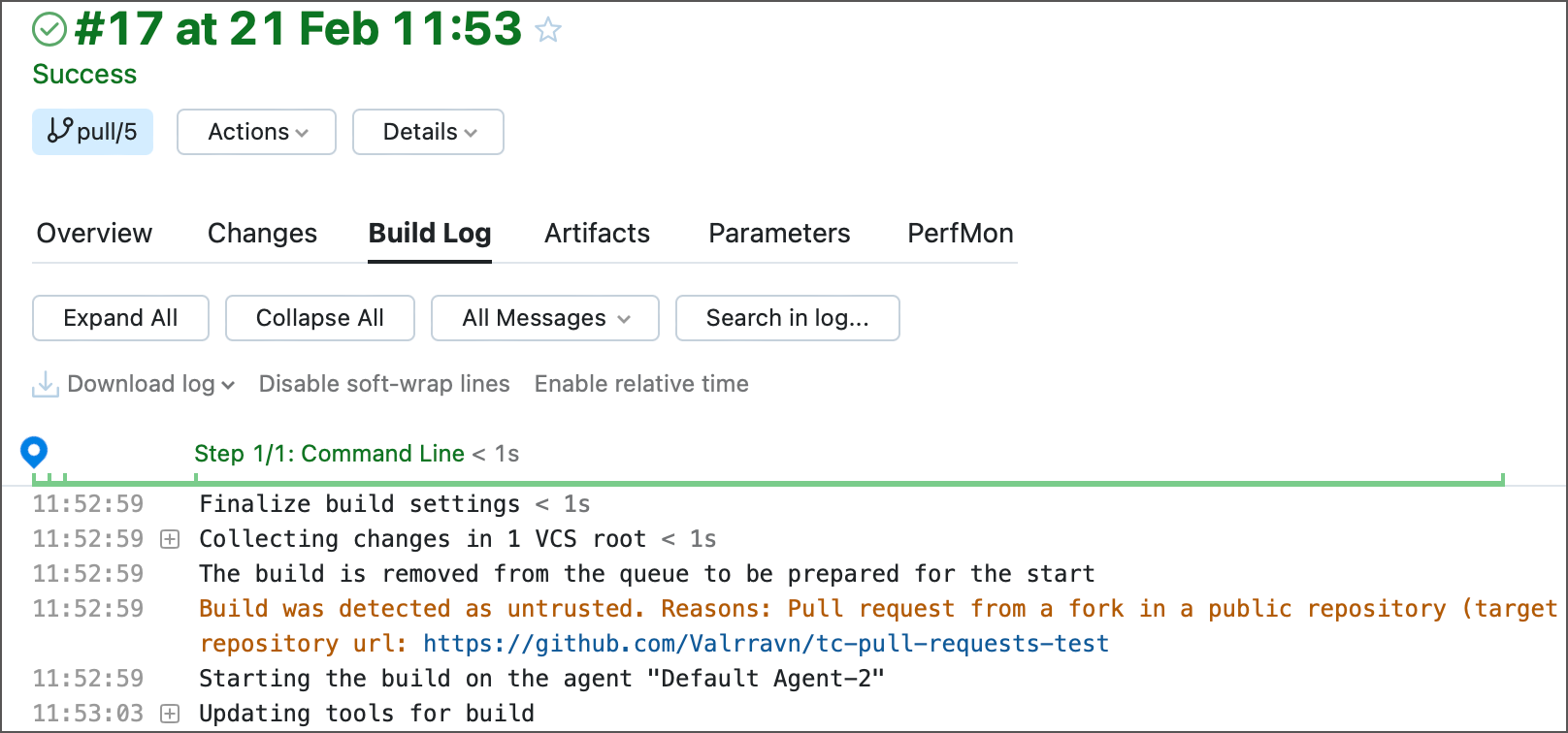 构建日志中的警告