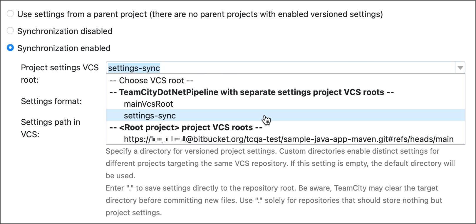 选择 VCS 根目录 选择 VCS 根目录