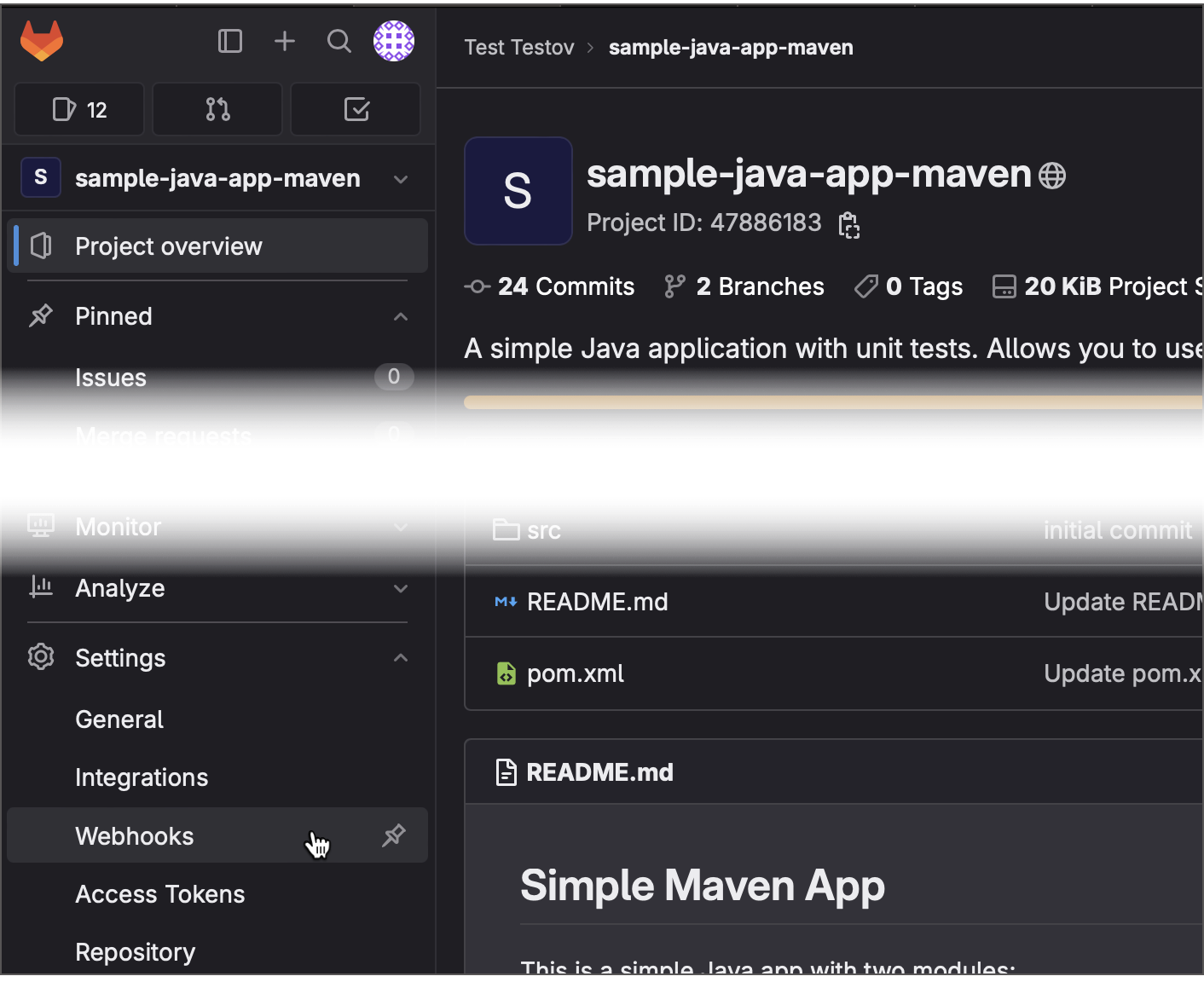 在 GitLab 中创建 webhooks