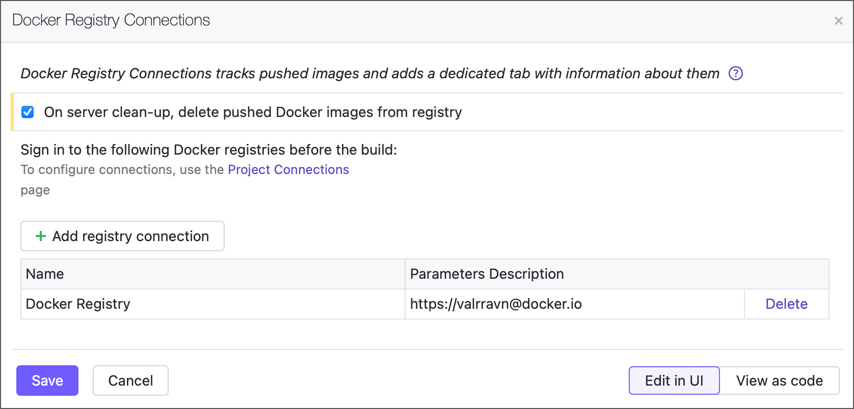 Docker 注册表连接构建功能