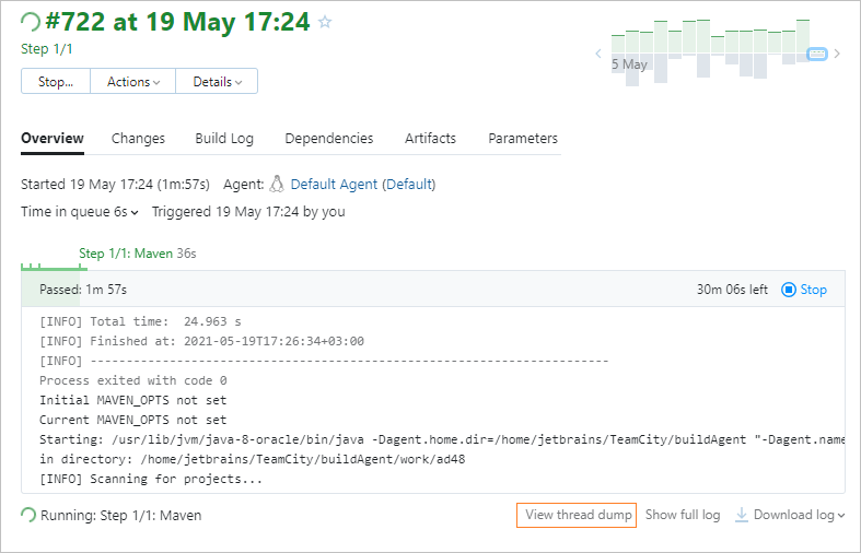 查看线程转储 查看线程转储