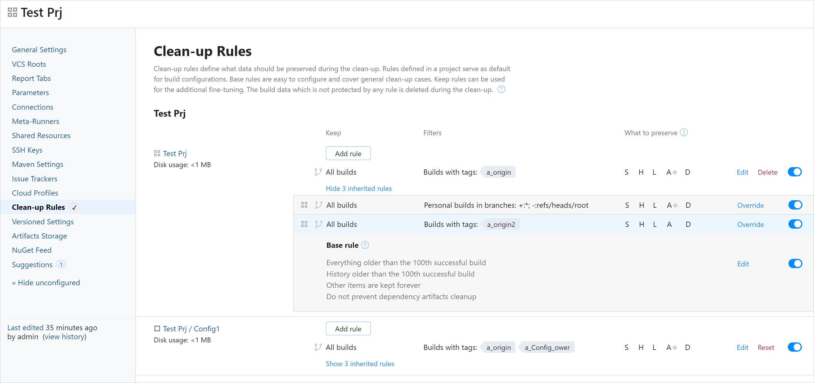 Clean-Up Rules page Clean-Up Rules page