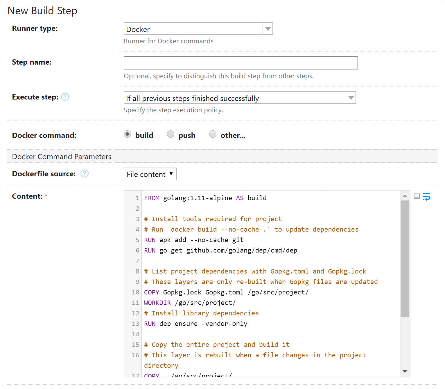Example of Dockerfile highlighting in TeamCity Example of Dockerfile highlighting in TeamCity