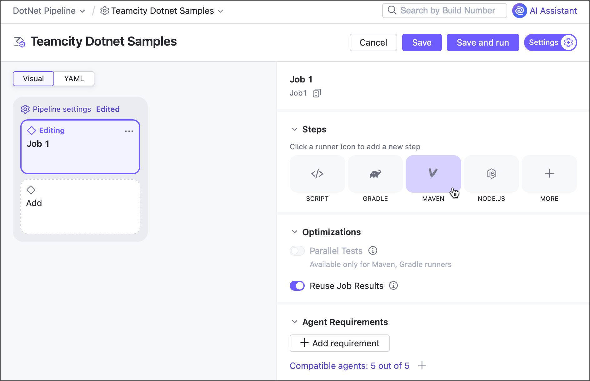 Add build steps to a job Add build steps to a job