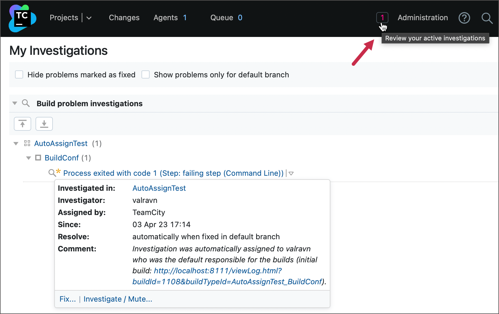 Investigation automatically assigned to a user Investigation automatically assigned to a user