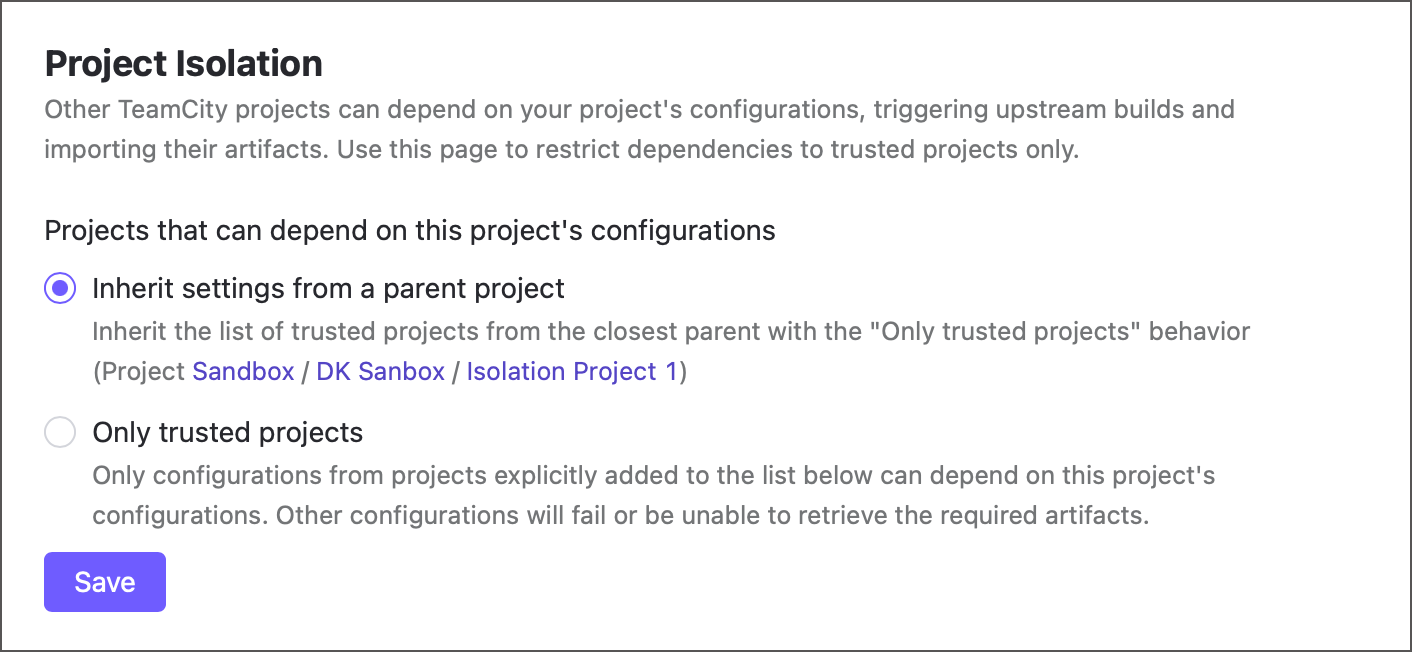 Inherit project isolation settings