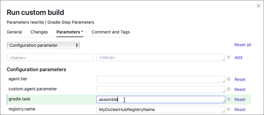 Override build parameter Override build parameter