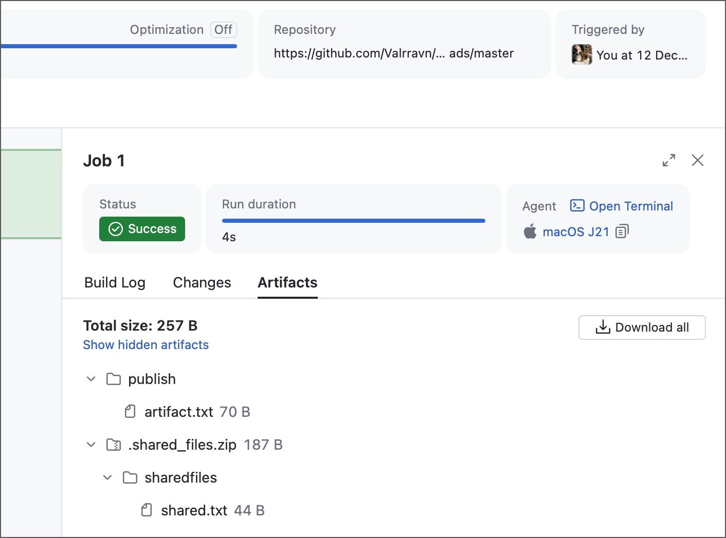 Folder retention for artifacts and shared files