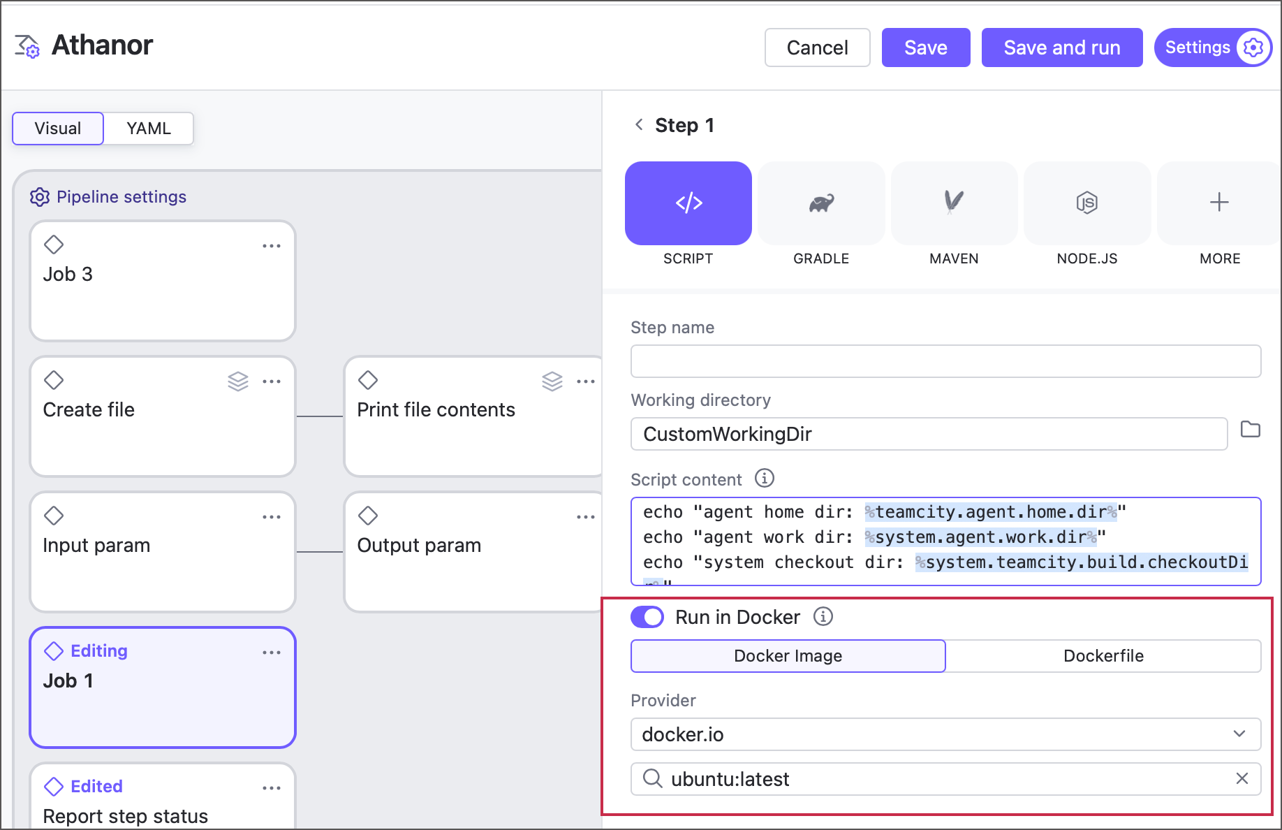 Run pipeline step in a container Run pipeline step in a container