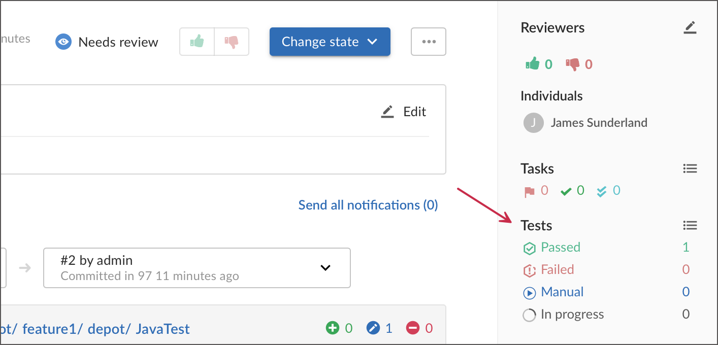 Tests section of a review Tests section of a review