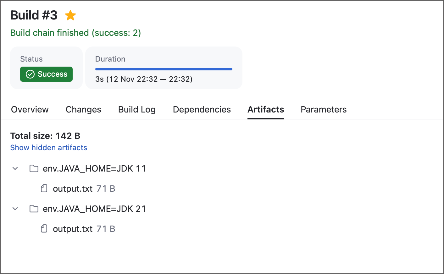 Matrix builds batch artifacts