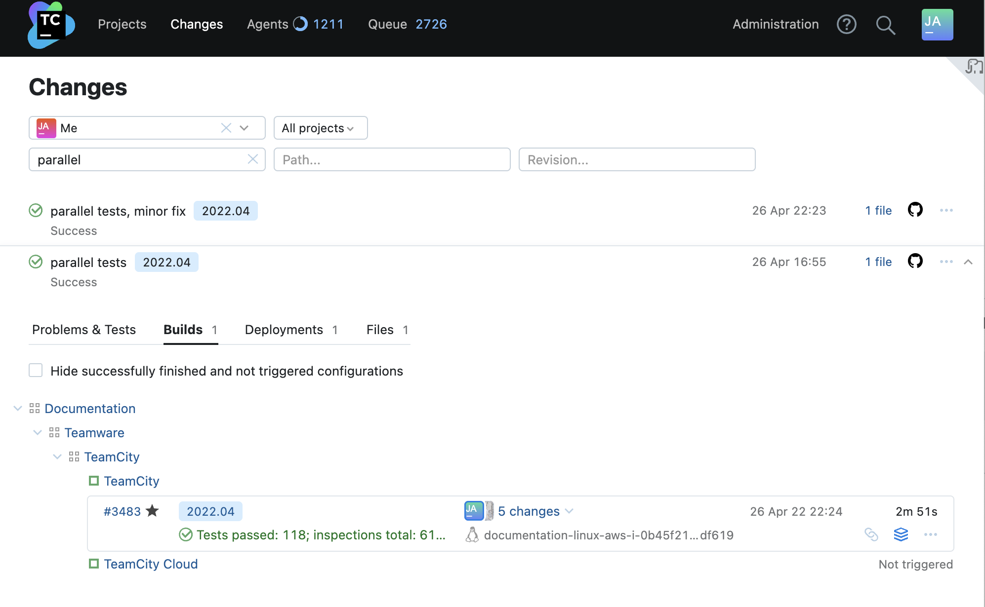 Changes in new TeamCity UI Changes in new TeamCity UI