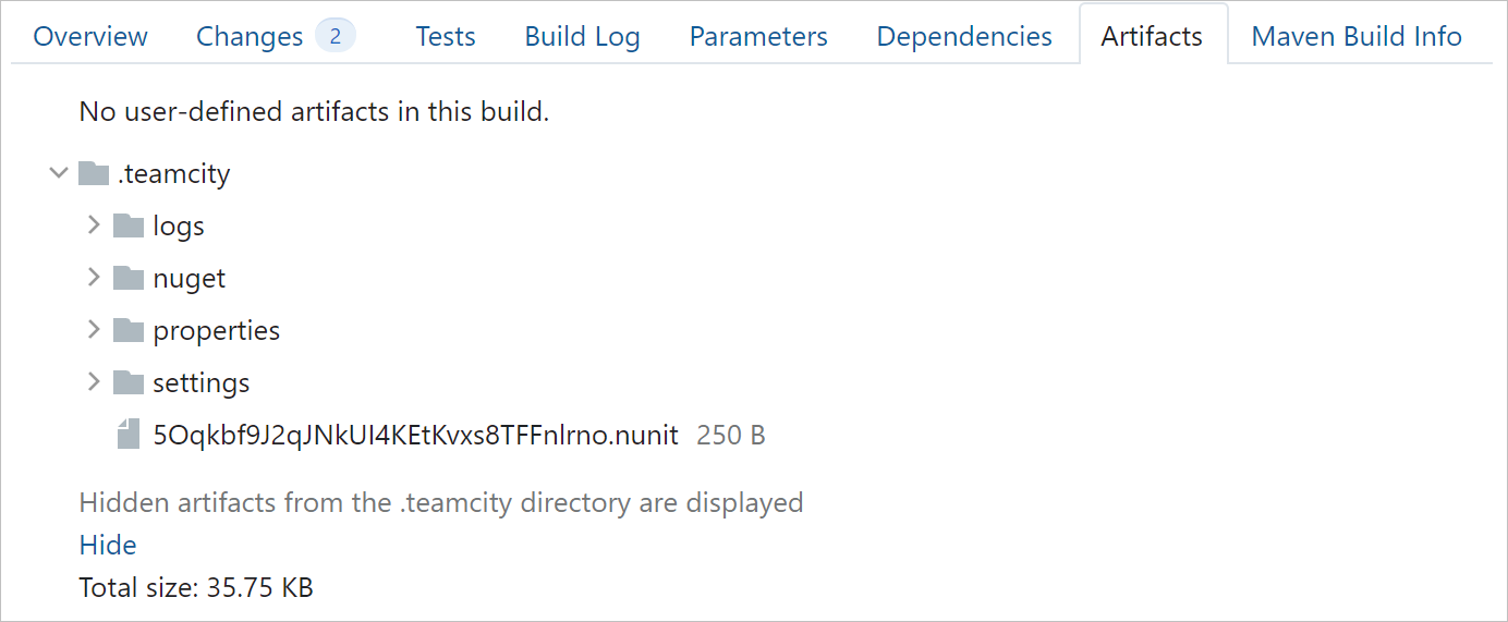 NUnit hidden artifacts NUnit hidden artifacts