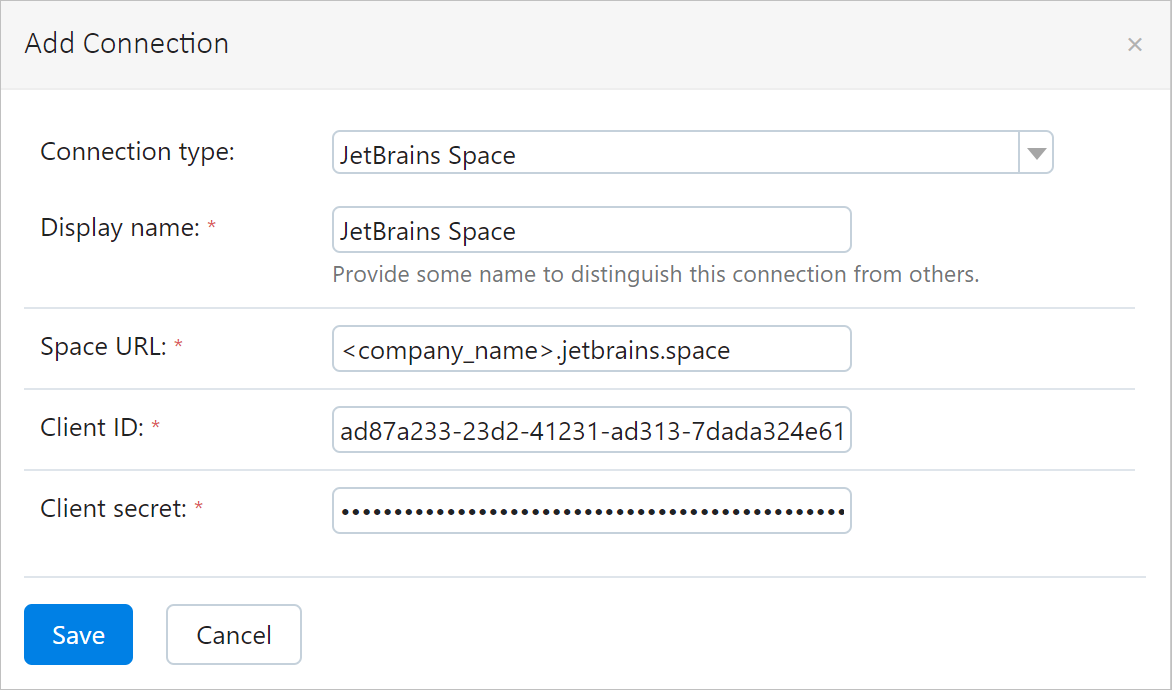 Create a connection to Space Create a connection to Space