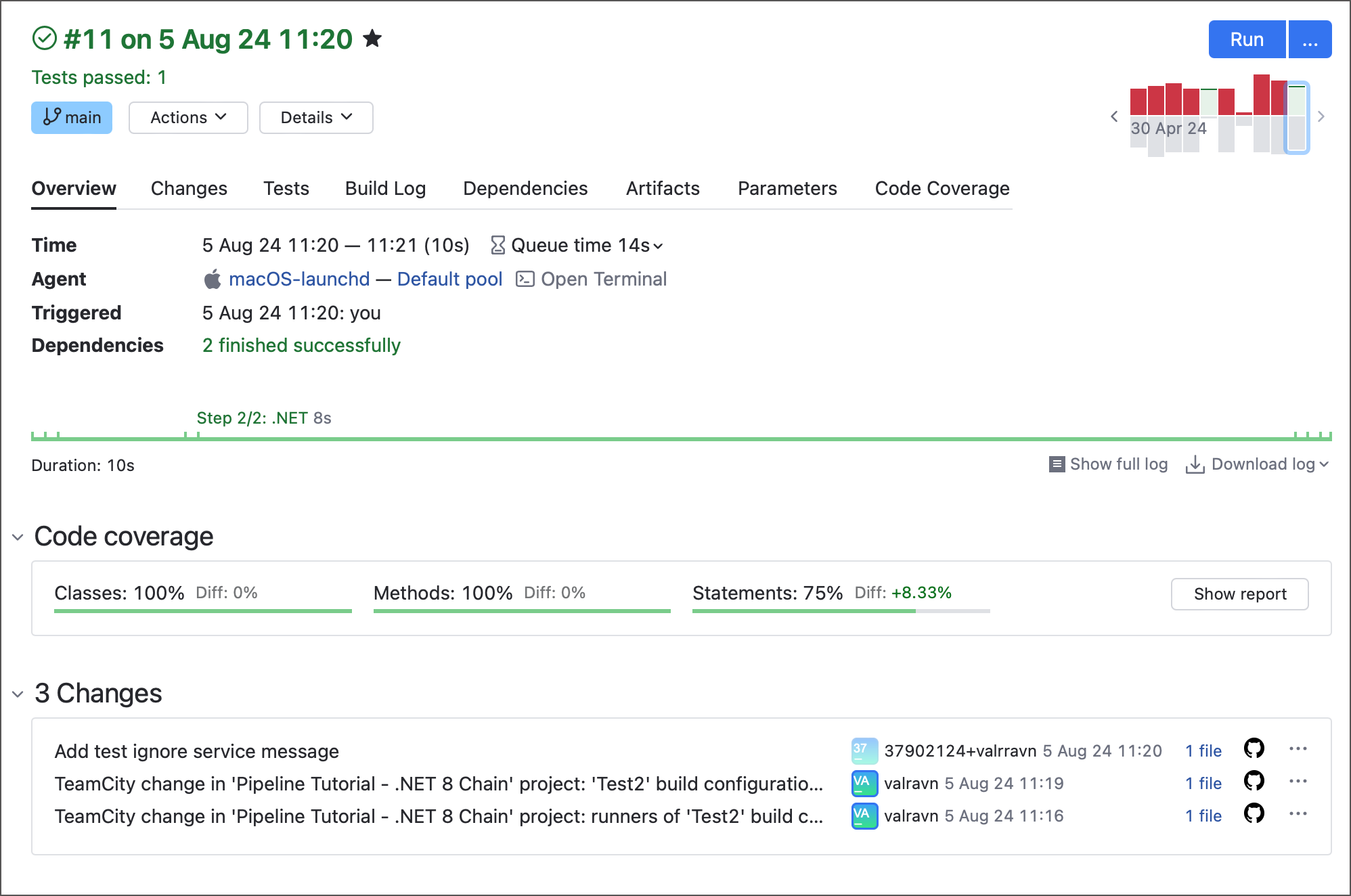 Build results page