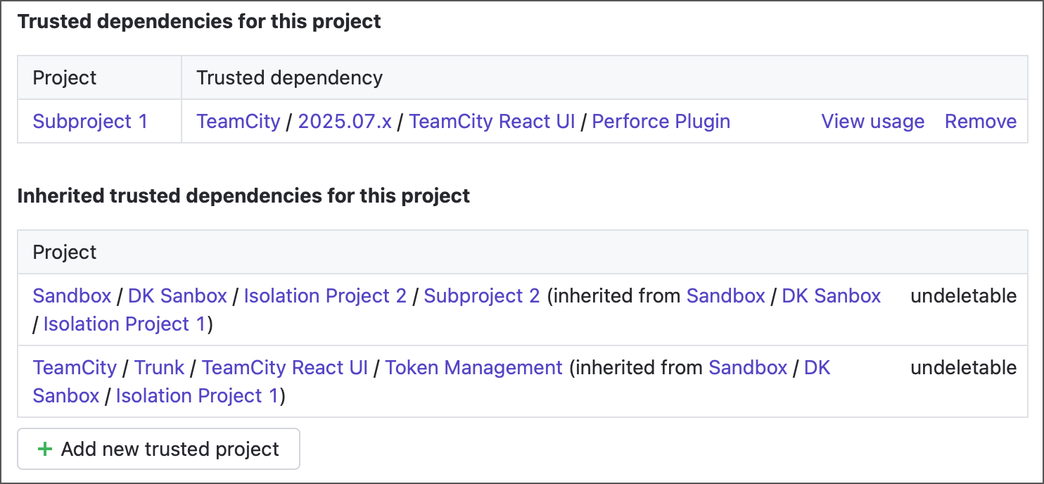 Inherited trusted dependencies Inherited trusted dependencies
