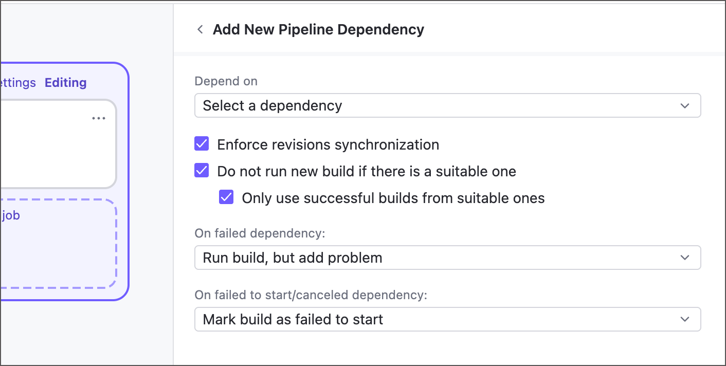 Pipeline dependency settings