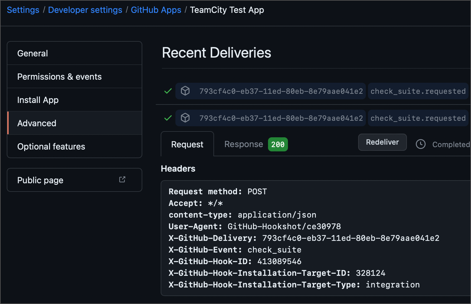 Webhook deliveries Webhook deliveries