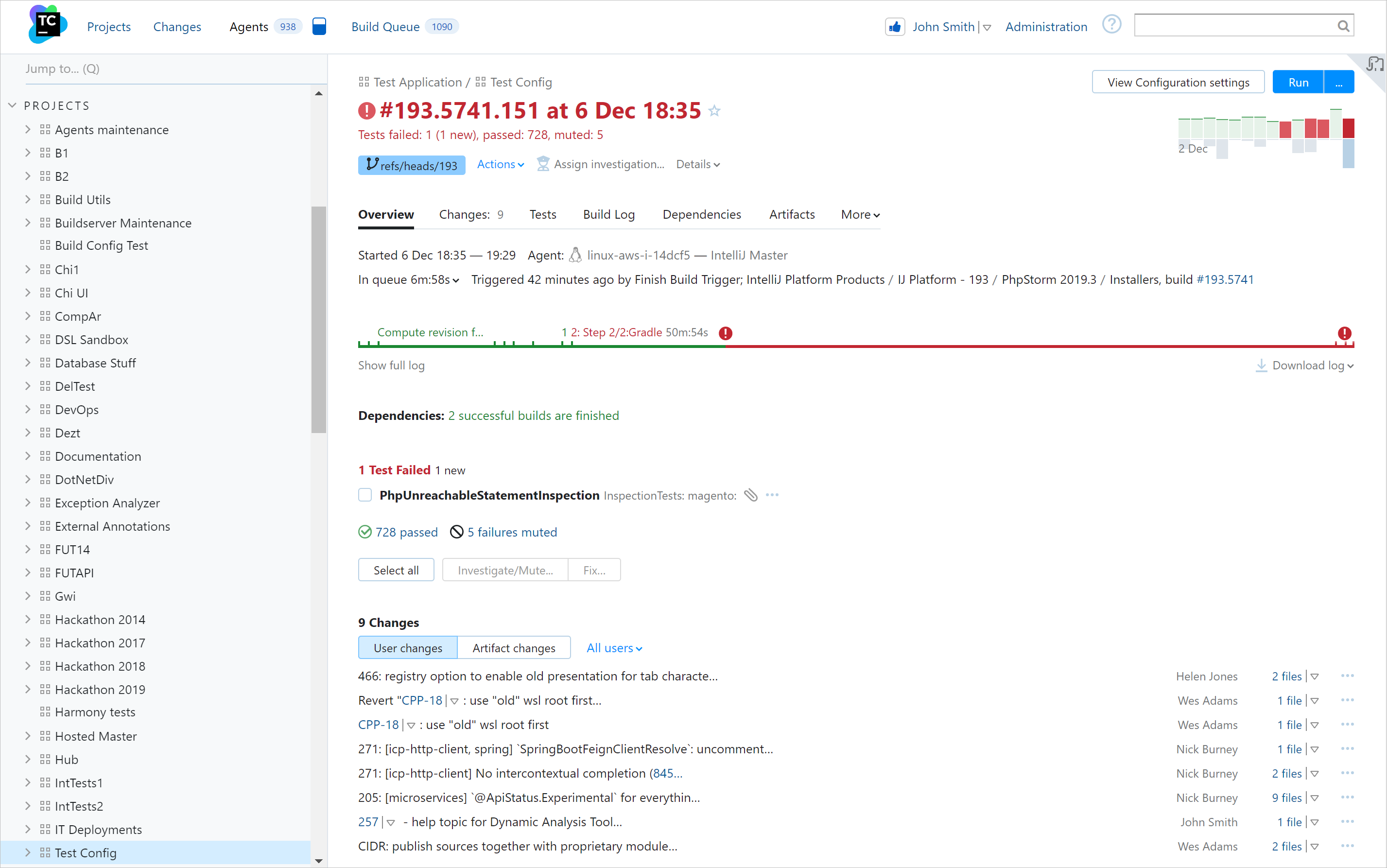 Experimental Build Details page Experimental Build Details page