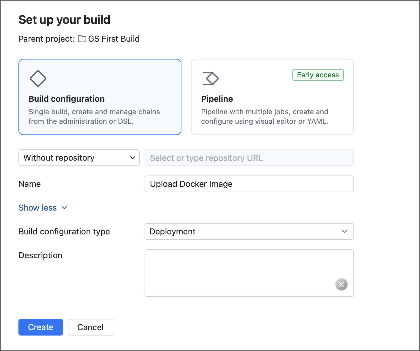 Create deployment build configuration
