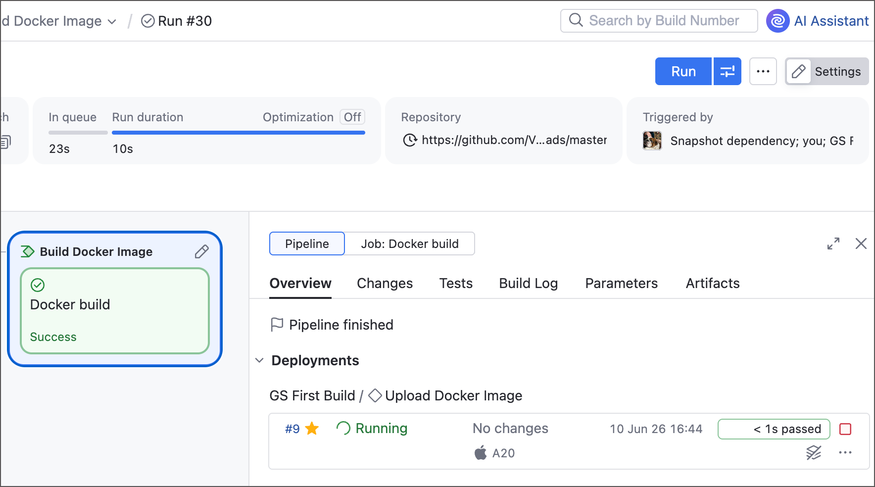 Deployment section in builds