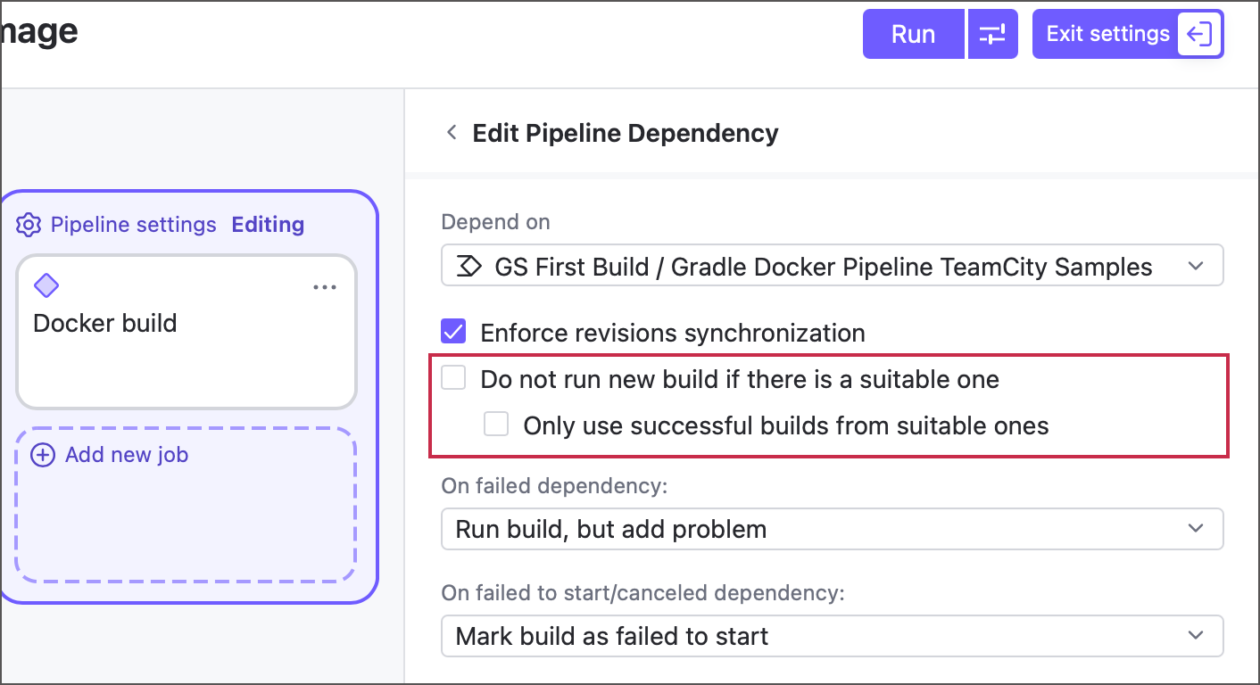 Disable dependency reuse Disable dependency reuse