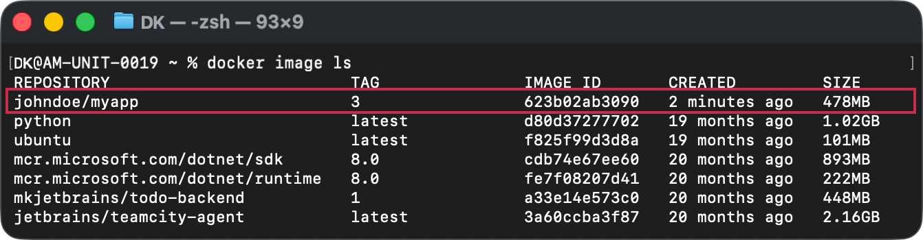 Image names in terminal Image names in terminal