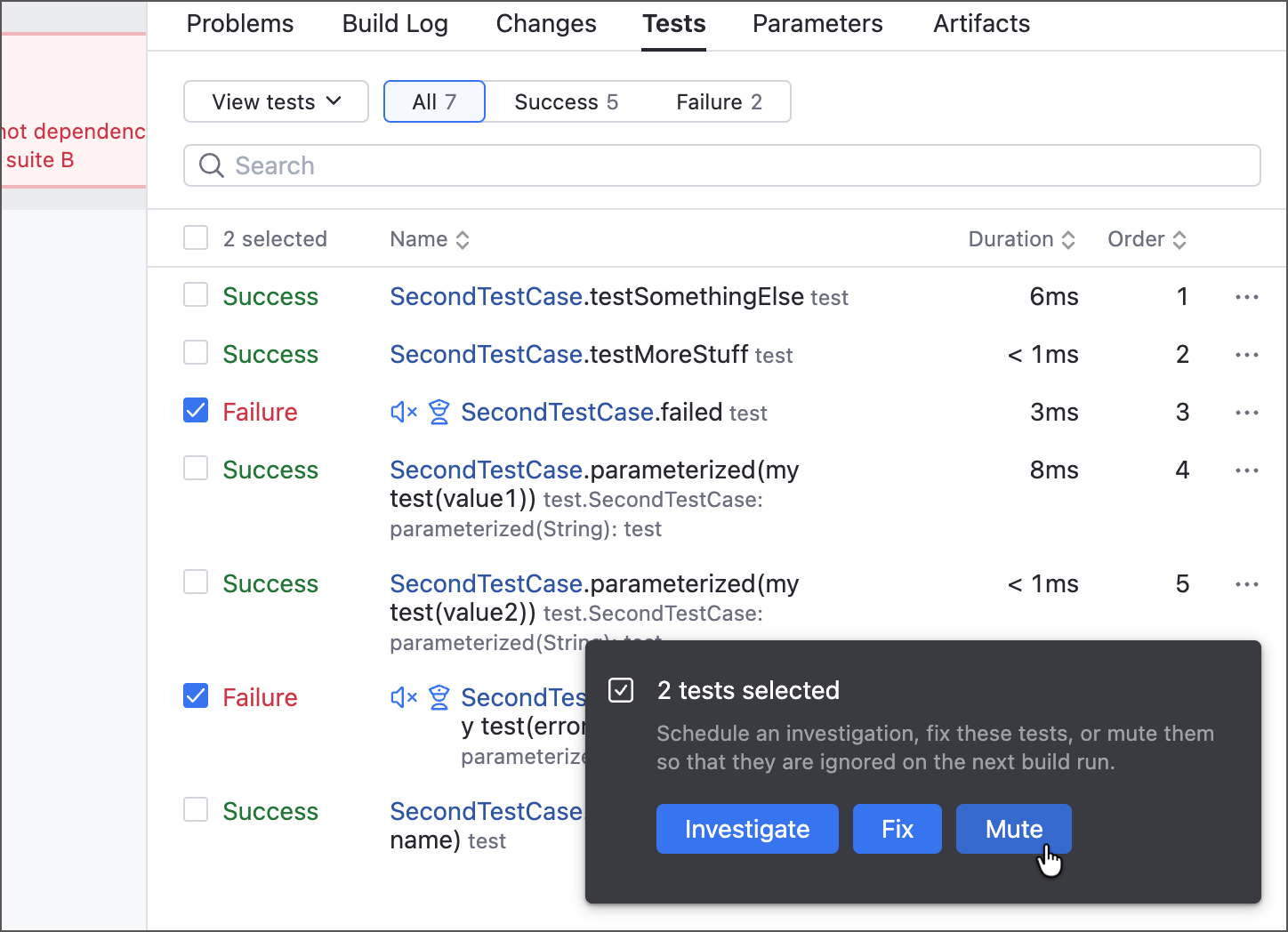 Mute test problems Mute test problems