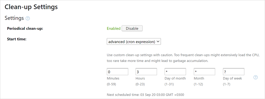Cron expressions in clean-up Cron expressions in clean-up