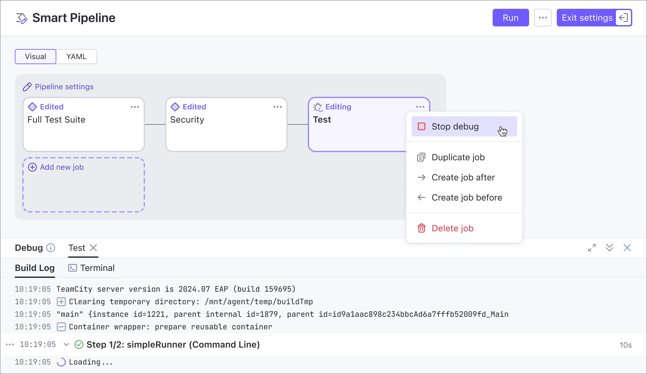 Debug jobs