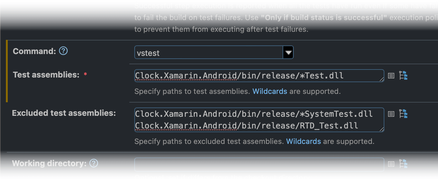 Excluded assemblies for vstest Excluded assemblies for vstest