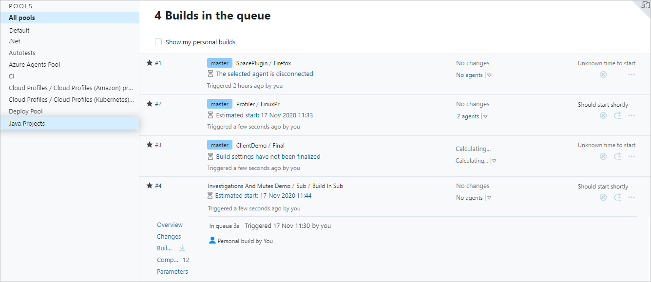 Experimental build queue Experimental build queue