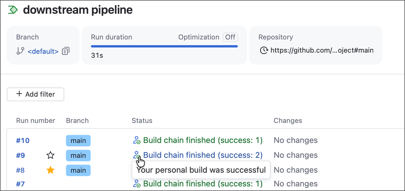 Debug runs on the overview page Debug runs on the overview page