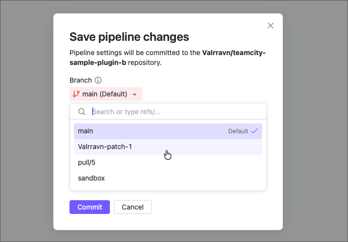 Save settings to a protected branch
