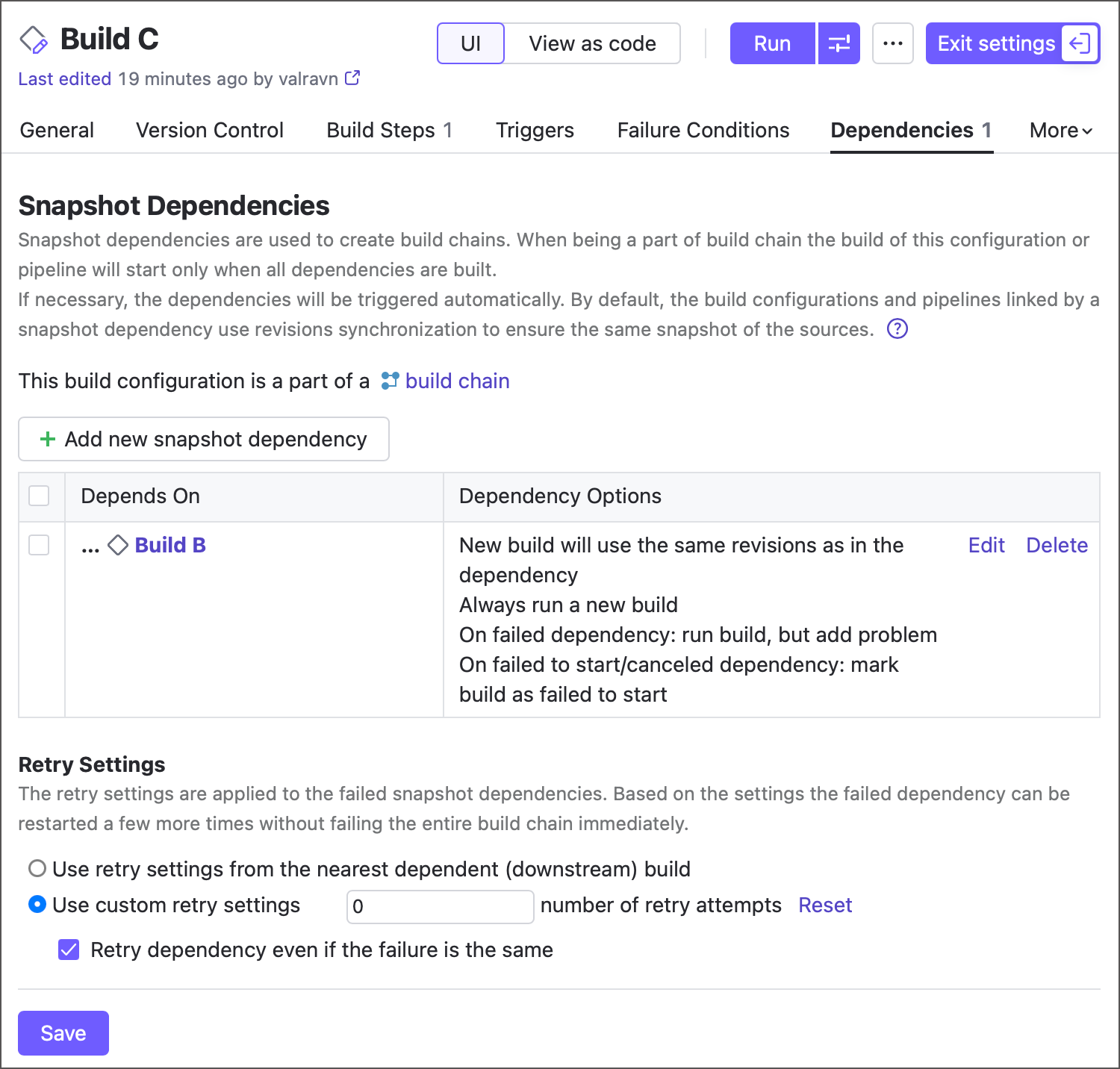 Rerun failed dependencies