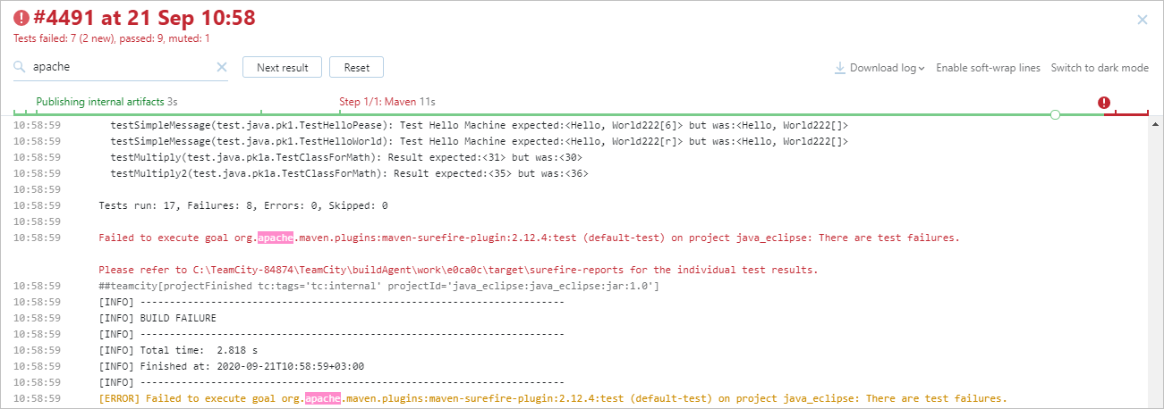 Search in experimental build log Search in experimental build log