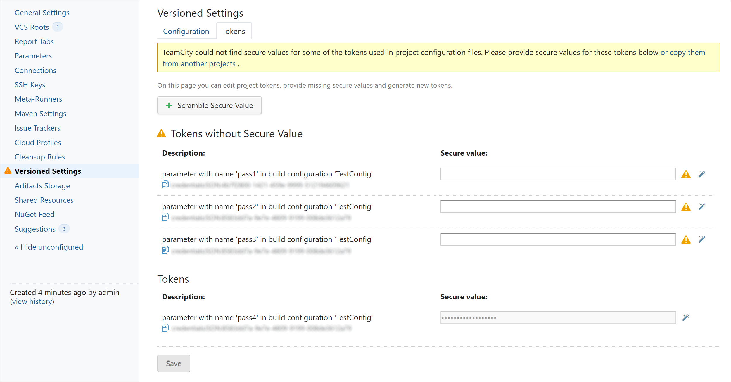 Versioned Settings| Tokens Versioned Settings| Tokens