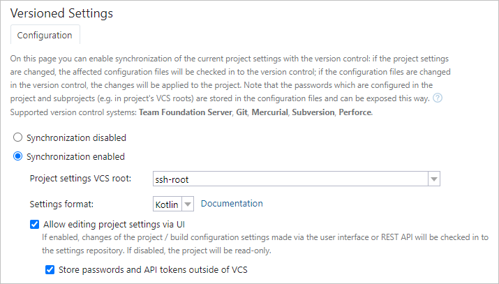 Read-only project settings Read-only project settings