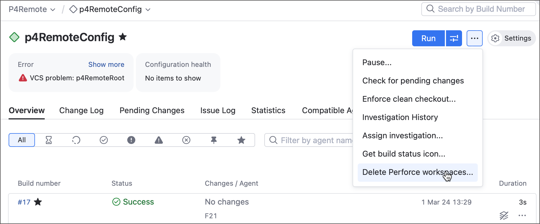 Manually clear TeamCity-generated workspaces