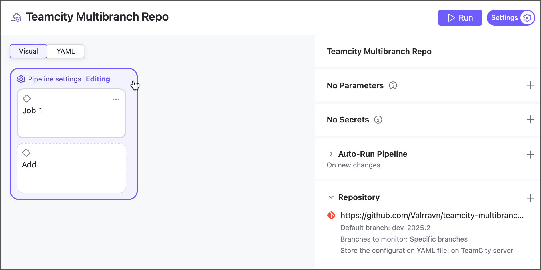 Pipeline settings Pipeline settings