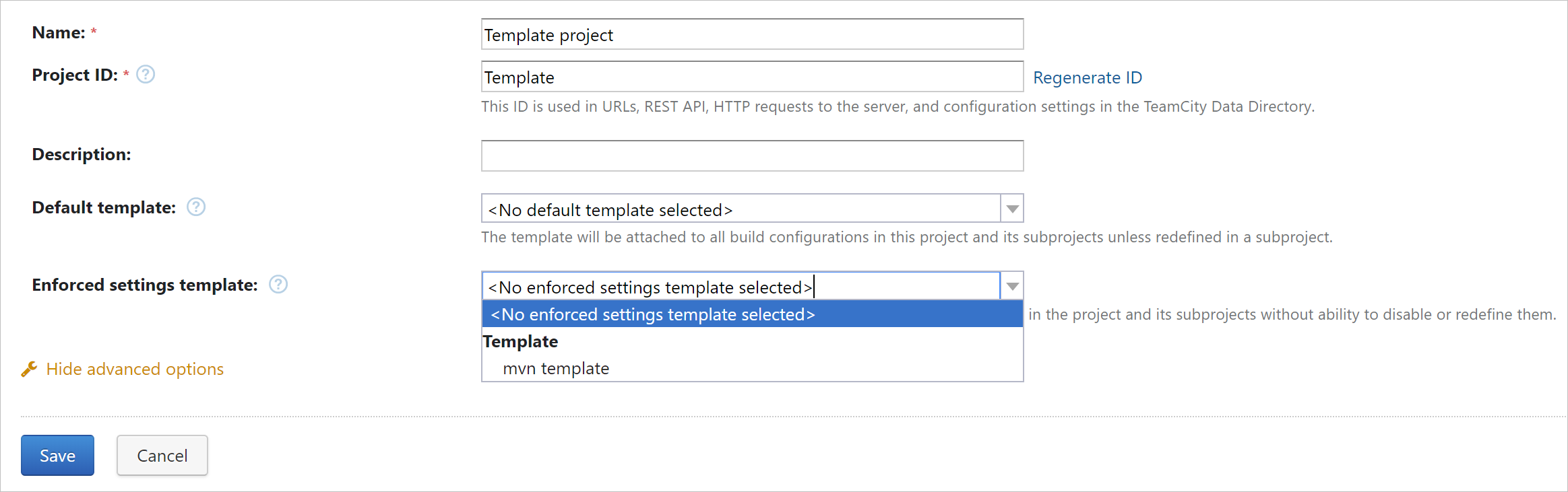 Enforced settings template Enforced settings template