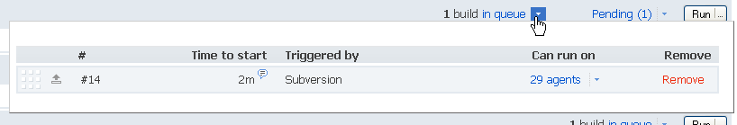 Build in queue drop down