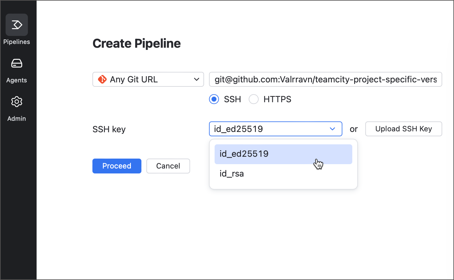 Create Pipeline from SSH Clone URL Create Pipeline from SSH Clone URL